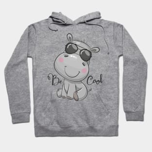 Cute grey hippo with glasses Hoodie